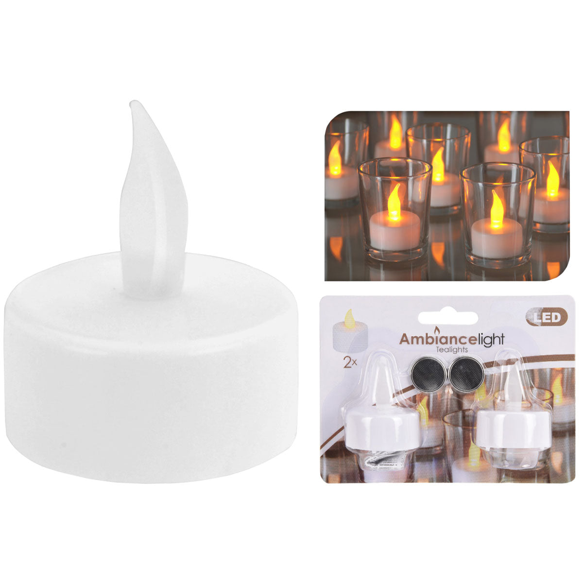 Meghitt fényű LED teamécses – 2 db-os csomag